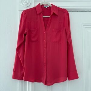 🦊 Express Women's Bold Pink Button-Down Shirt